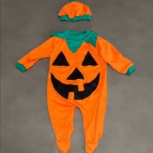 Honors Baby Orange Pumpkin Baby Costume Onesie with Hat - Matching Set!